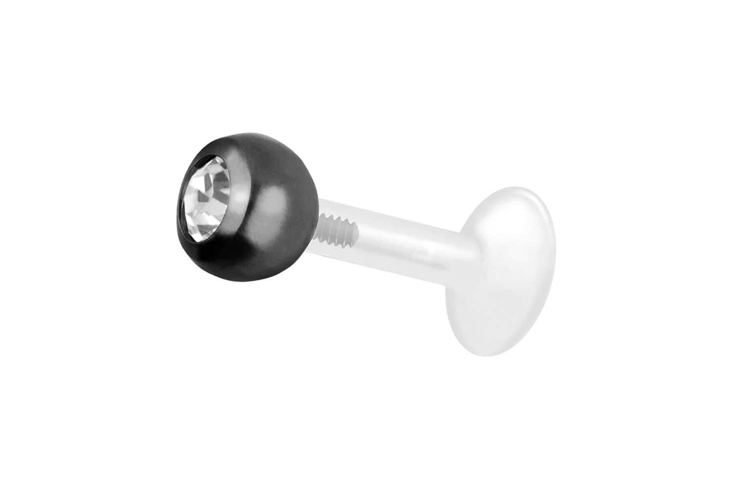 PTFE Labret Piercing mit Innengewinde + Titan-Aufsatz KRISTALL
